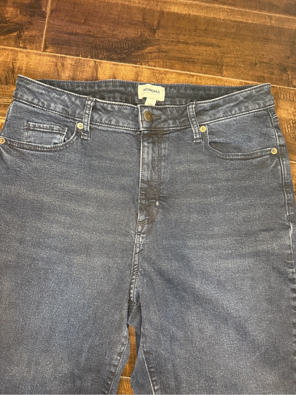 Sonoma Goods For Life Curvy Straight High Rise Jeans Dark Wash Women's Size 14R - Picture 2 of 9